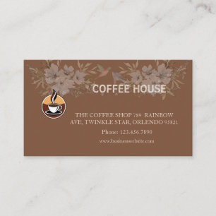 Moderne Florale Kaffee Shop Treuekarte Visitenkarte