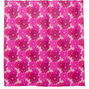 Moderne Florale Kimono-Druck, Rosa, Fuchsia und We Duschvorhang