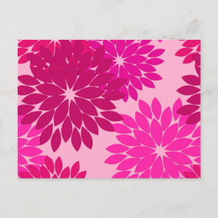 Moderne Florale Kimono-Drucke, Pink, Fuchsia und W Postkarte