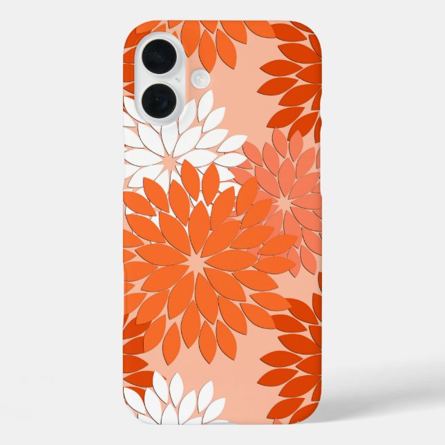 Moderne florale Kimono Print, Coral Orange on Peac Case-Mate iPhone Hülle (Rückseite)