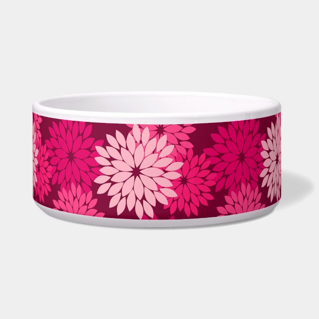 Moderne florale Kimono Print, Coral Pink & Burgund Napf (Vorderseite)