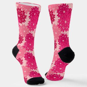 Moderne florale Kimono Print, Coral Pink Socken