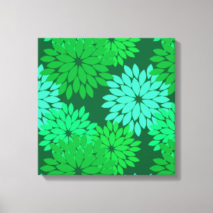Moderne florale Kimono Print, Emerald und Jade Gre Leinwanddruck