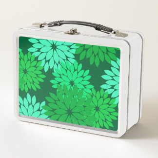 Moderne florale Kimono Print, Emerald und Jade Gre Metall Lunch Box