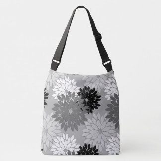Moderne florale Kimono Print, grau, schwarz und we Tragetaschen Mit Langen Trägern