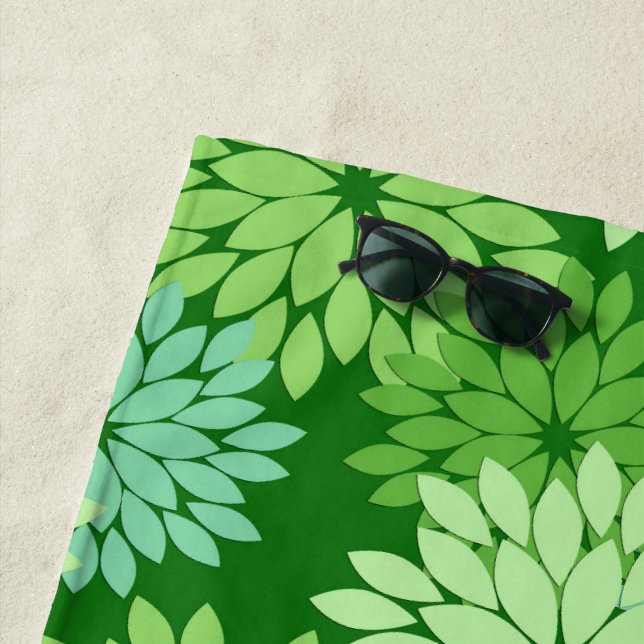 Moderne florale Kimono Print, Limettengrün Strandtuch (Beispiel)