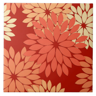 Moderne florale Kimono Print, Mandarin Orange Fliese