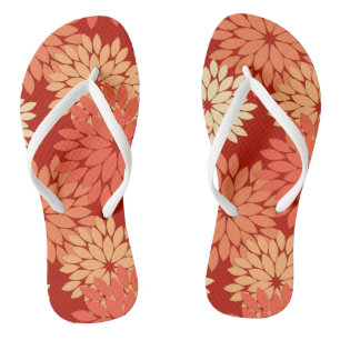 Moderne florale Kimono Print, Mandarin Orange Flip Flops