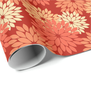 Moderne florale Kimono Print, Mandarin Orange Geschenkpapier