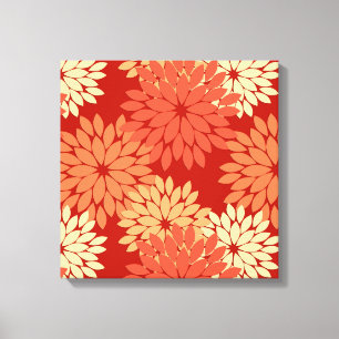 Moderne florale Kimono Print, Mandarin Orange Leinwanddruck