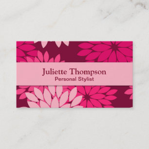 Moderne florale Kimono Print, Pink und Burgund Visitenkarte