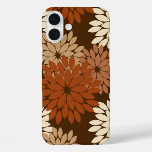 Moderne florale Kimono Print, Schokolade Braun iPhone 16 Plus Hülle