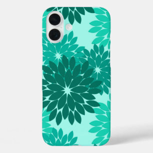 Moderne florale Kimono Print, Türkis, Aquamarin &  iPhone 16 Plus Hülle