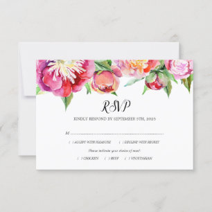 Moderne florale Korallenfeier Hochzeit RSVP Karte
