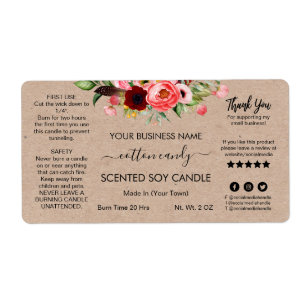 Moderne florale Kraft zentrierte Sojakandellabels