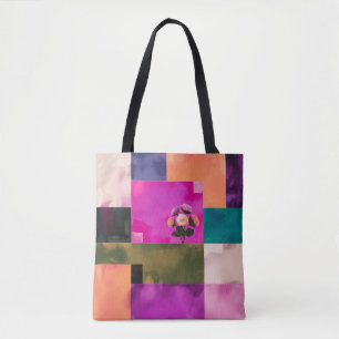 Moderne Florale Kunst-Tasche mit Farbblöcken
