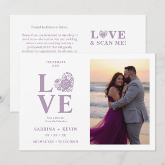 Moderne Florale Maive-Herz-Foto-Hochzeit TLW26 Save The Date