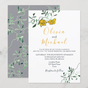 Moderne Florale Minimony-Hochzeit Einladung
