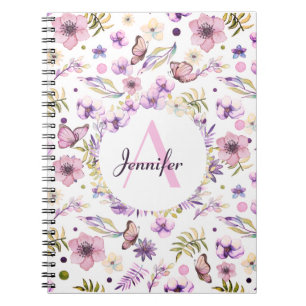Moderne florale Monogram, Girl White Notizblock