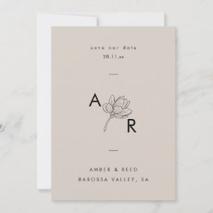 Moderne florale Monogramm Elegant Einfach neutral Save The Date