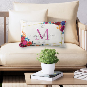 Moderne Florale Monogramm-Hochzeit Lendenkissen