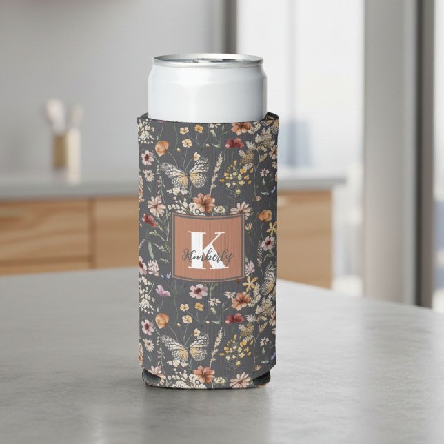 Moderne Florale Monogramm-Name Selters Dosenkühler (Von Creator hochgeladen)