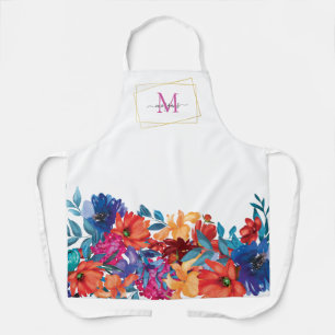 Moderne florale Monogramm Schürze