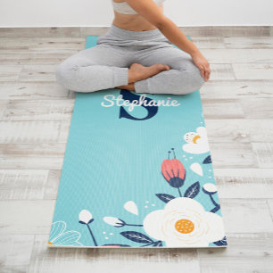 Moderne florale Monogramm Yogamatte