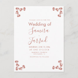 Moderne florale Motif Nuetral Hochzeit Postkarte