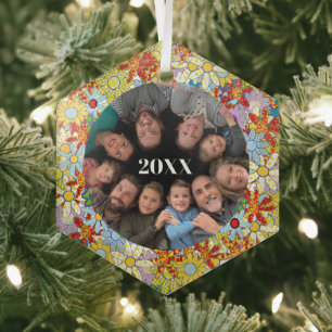 Moderne florale Muster Bright Colors Ornament Aus Glas