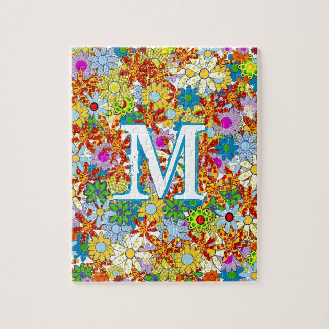 Moderne florale Muster Bright Colors Puzzle (Vertikal)