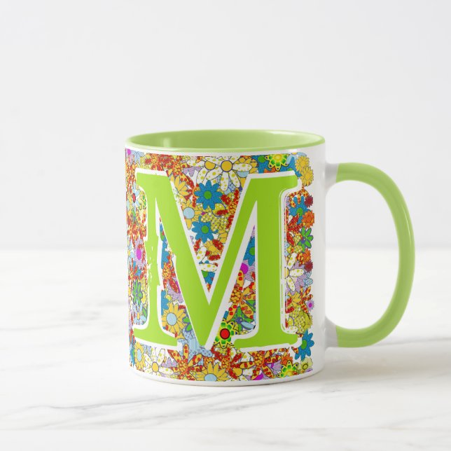 Moderne florale Muster Bright Colors Tasse (Rechts)