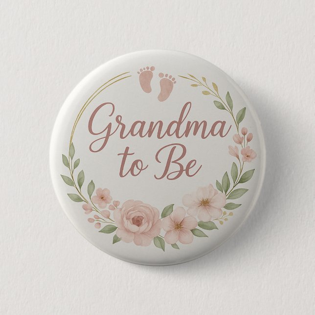 Moderne florale Oma-wird-button in Pastell Button (Vorderseite)
