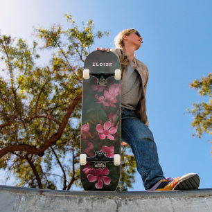 Moderne Florale Personalisierte Name Skateboard