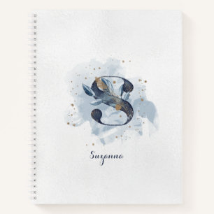 Moderne florale persönliche Monogrammbuchstabe S B Notizbuch