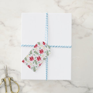 Moderne florale Poinsettia Watercolor Geschenkanhänger