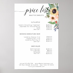 Moderne, florale Preisliste Poster