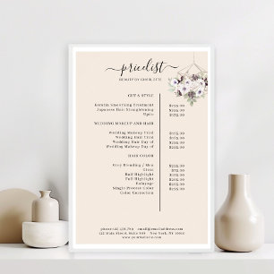 Moderne, florale Preisliste Poster