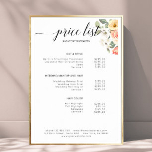 Moderne, florale Preisliste Poster