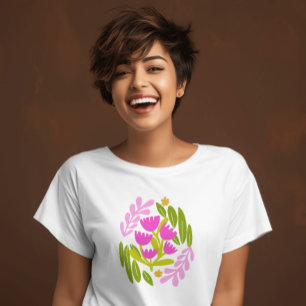 Moderne florale rosa elegante botanische Farbe T-Shirt