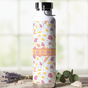 Moderne Florale Rosa Pfirsich Lila Trinkflasche