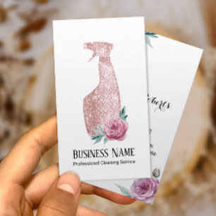 Moderne florale Rose Gold Spray Flasche Reinigung Visitenkarte