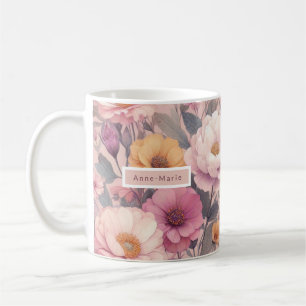 Moderne florale Rose pink mädchenhaft elegant stil Kaffeetasse