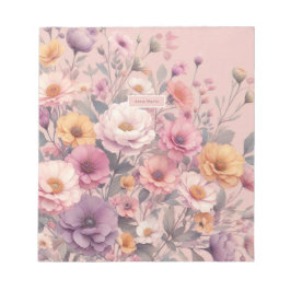 Moderne florale Rose pink mädchenhaft elegant stil Notizblock