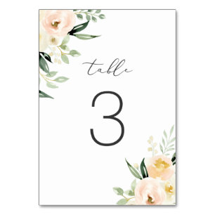 Moderne Florale Röte Pfirsich Grünpflanzen Tischnummer