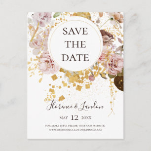 Moderne Florale Röte Save The Date Postkarte