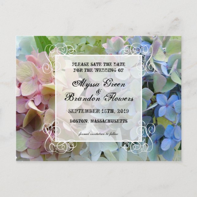 Moderne florale Save the Date Hochzeitkarten Ankündigungspostkarte (Vorderseite)