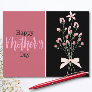 Moderne Florale Schwarz und Rosé zum Muttertag Feiertagspostkarte