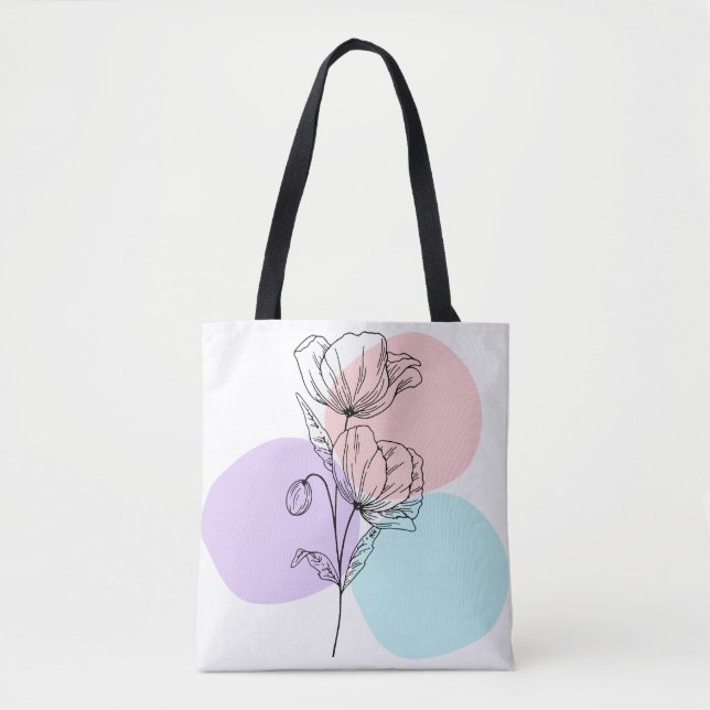 Moderne Florale Tasche mit Linienzeichnung - Bohem (Vorderseite)