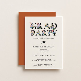 Moderne florale Typografie GRAD-Party Einladung